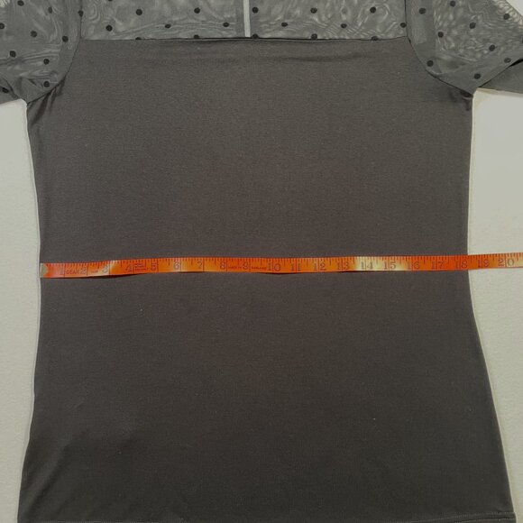 Long Tall Sally Black Sheer Polka Dot Neck Jersey Long Sleeve Top Size M - Picture 8 of 14